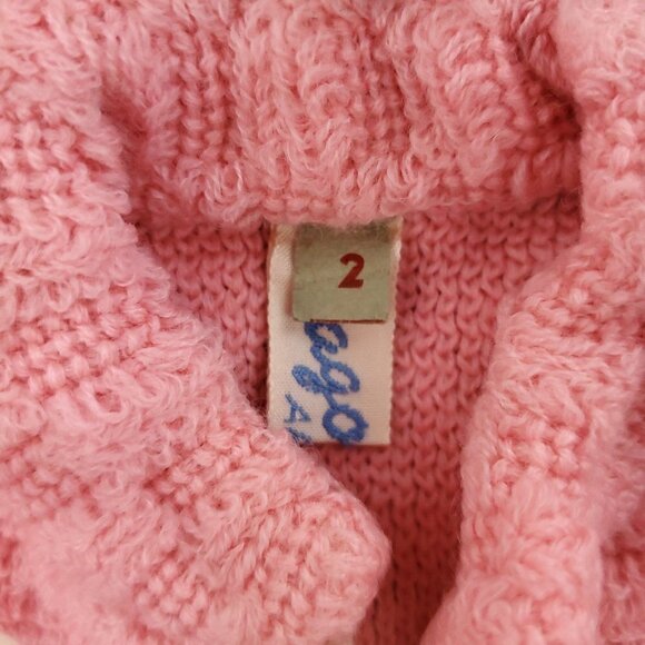German Vintage Baby Toddler Knit Hat Cap Jacket Outfit Pink 50s Lago Apolda Sz 2 - Picture 2 of 11
